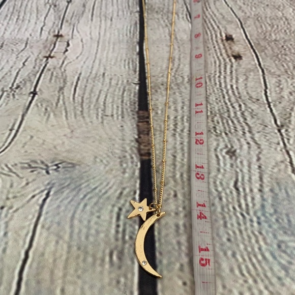 Moon and star gold tone long necklace new - Picture 7 of 7